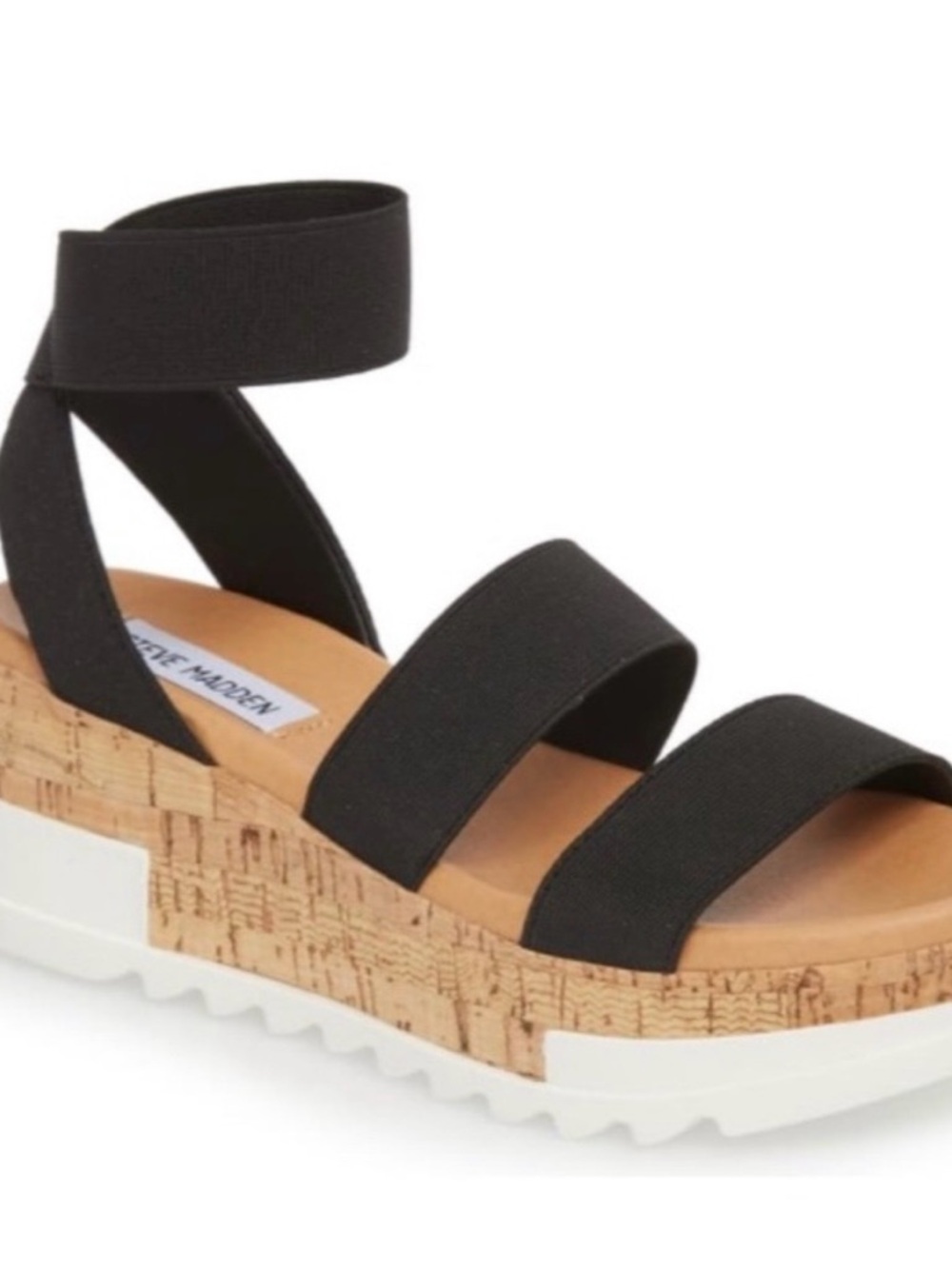 Steve Madden Women’s Black Cork Platform Sandal